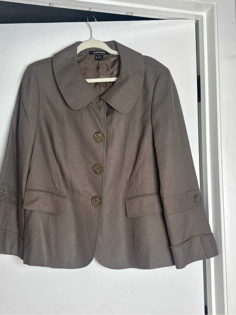 Ellen Tracy Taupe Button-Front Women's Jacket